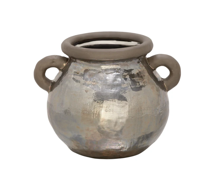 14"W, 10"H - Ceramic Metallic Pot