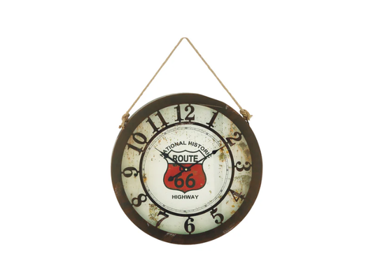 Route 66 Rustic Metal Clock