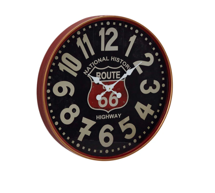 23"D - Route 66 Metal Wall Clock