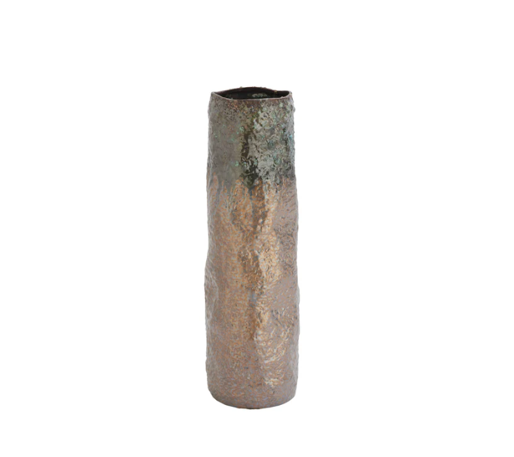 Copper & Turquoise Ceramic Stone Vase