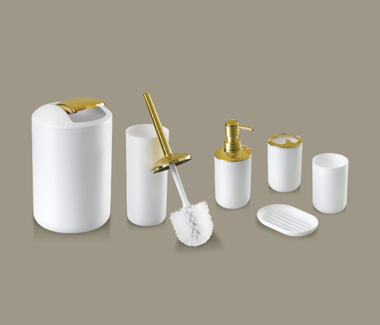 Bathroom Set - White&Gold