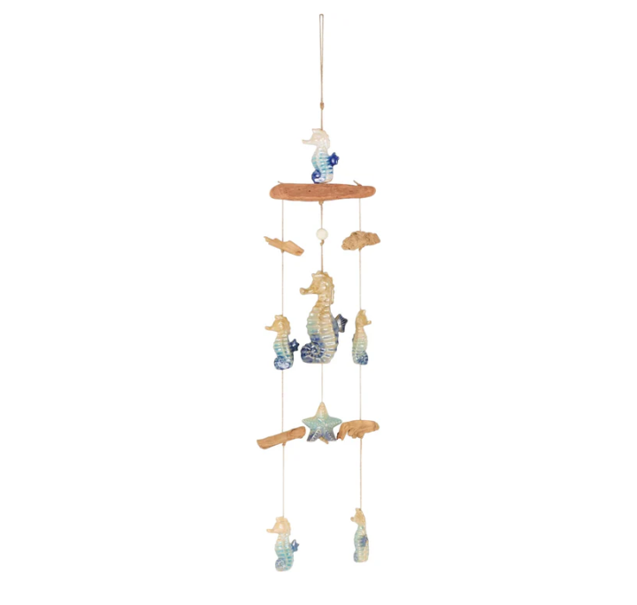 Wood Seahorse Windchime