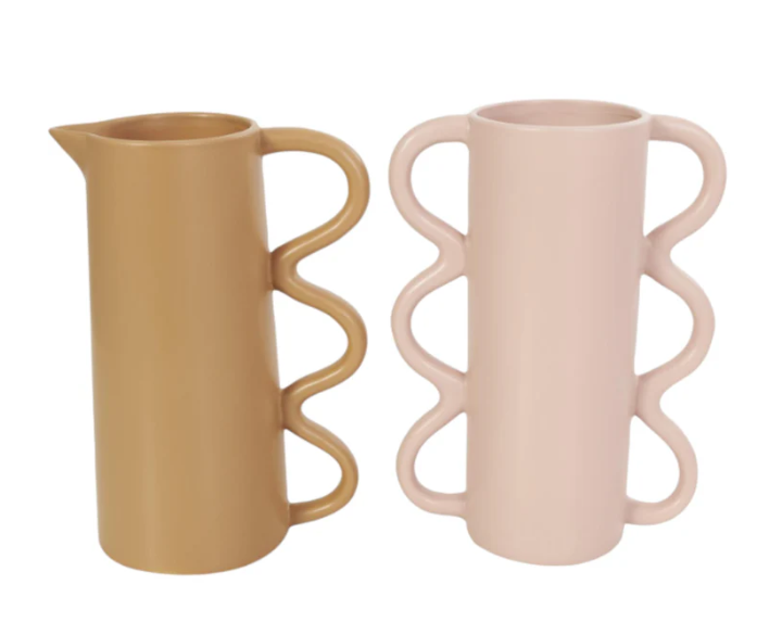 Beige Ceramic Glazed Vase Set