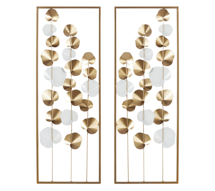 White and Gold Leaf Wall Set