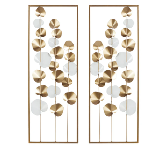 White and Gold Leaf Wall Set