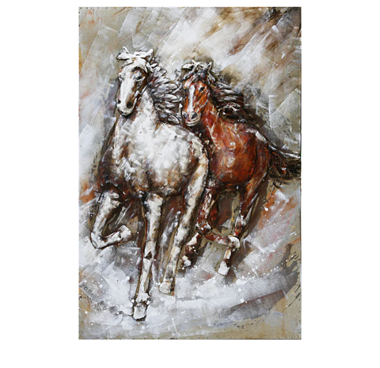 2 Mustangs Metal Wall Art