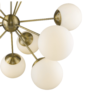 Twelve Light Frosted Metal Dimmable Chandelier With White Shades