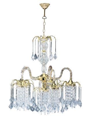 Crystal and Gold Hanging Chandelier